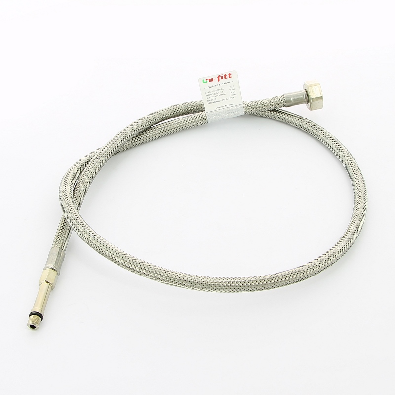 Гибкая подводка для смесителя МL8х1 - 1/2, 100 см, удлиненный штуцер, DN 6, оплётка из нерж. cтали