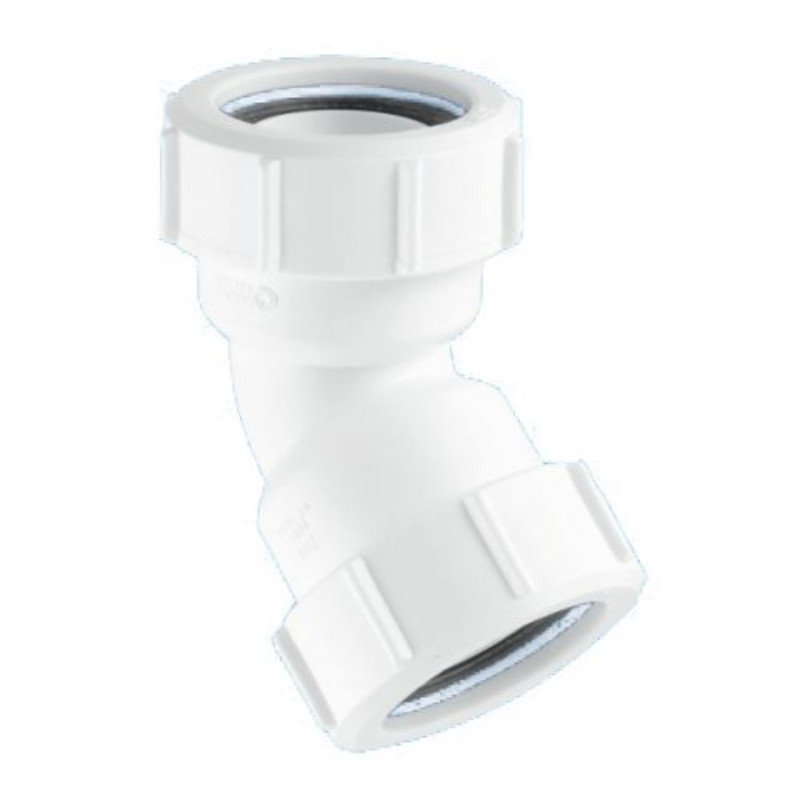 Отвод компрессионный McAlpine 135° Ду 50х50 мм белый 507020