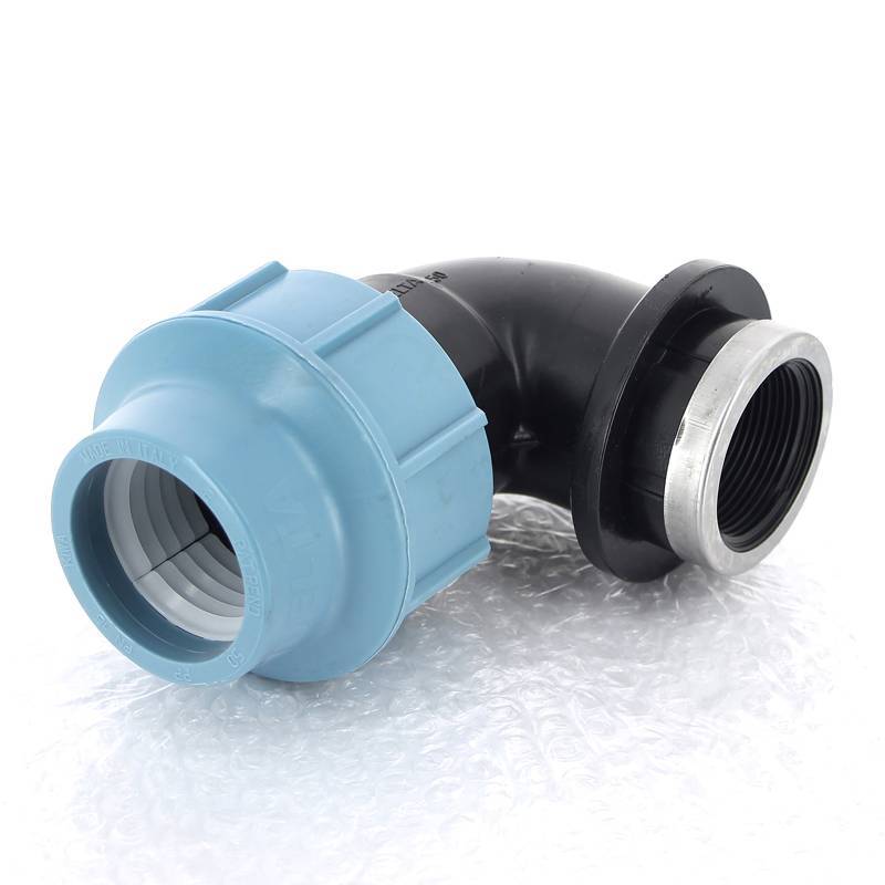 Угольник обжимной Unidelta Deltone 50х1 1/2 внутренняя резьба для ПНД труб 1009050006