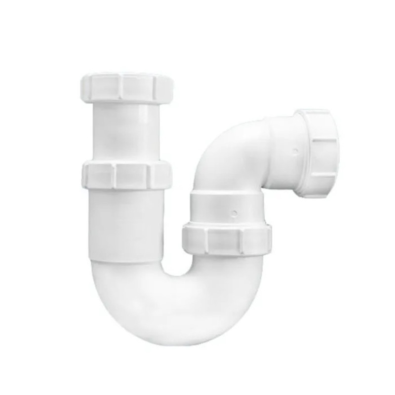 Сифон трубный Р-образный без выпуска (2х50мм); выход компрессионный Ду=50мм