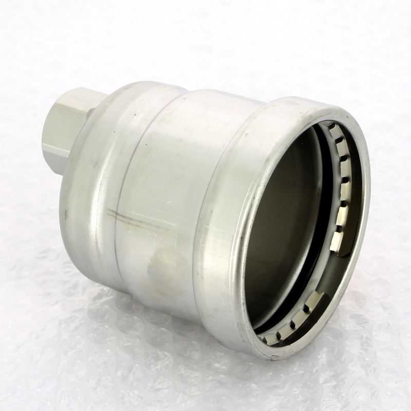 Заглушка 76x3/4 нерж.сталь Sanpress Inox XL с отверстием, внутренняя резьба