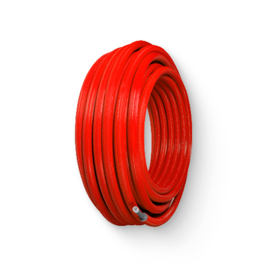 Труба из сшитого полиэтилена в изоляции STOUT PE-Xa/EVOH 16x2.2 / 6 мм красная 100 м 508940