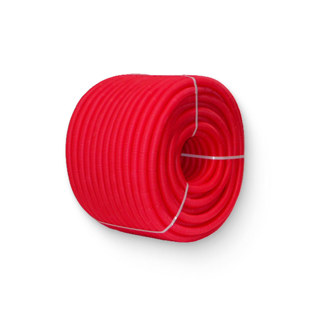 Гофра 28 мм красная, для труб 20 мм, 50 м