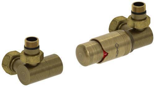 Набор автоматических терморегуляторов Сунержа 3D G 1/2 НР x G 3/4 НГ правый бронза состаренная 0514220000