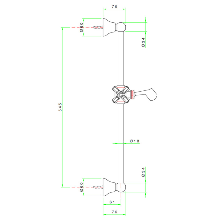 Штанга для душа Nicolazzi Nuova Brenta 545 мм бронза 8072BZ01