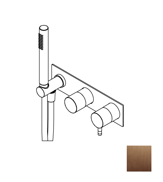 Смеситель для ванны и душа Ritmonio Diametro35 Inox настенный встраиваемый цвет Brushed Copper Stainless Steel PVD E0BA0466EF47