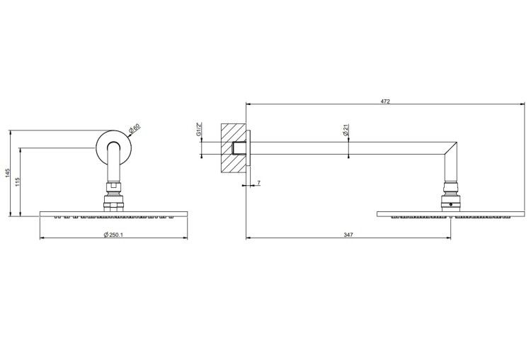 Верхний душ Gessi Anello 250 мм настенный хром 63348031