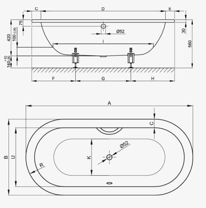 Ванна встраиваемая Bette BetteStarlet Oval 1650x750 мм белая 2720-000HLZ