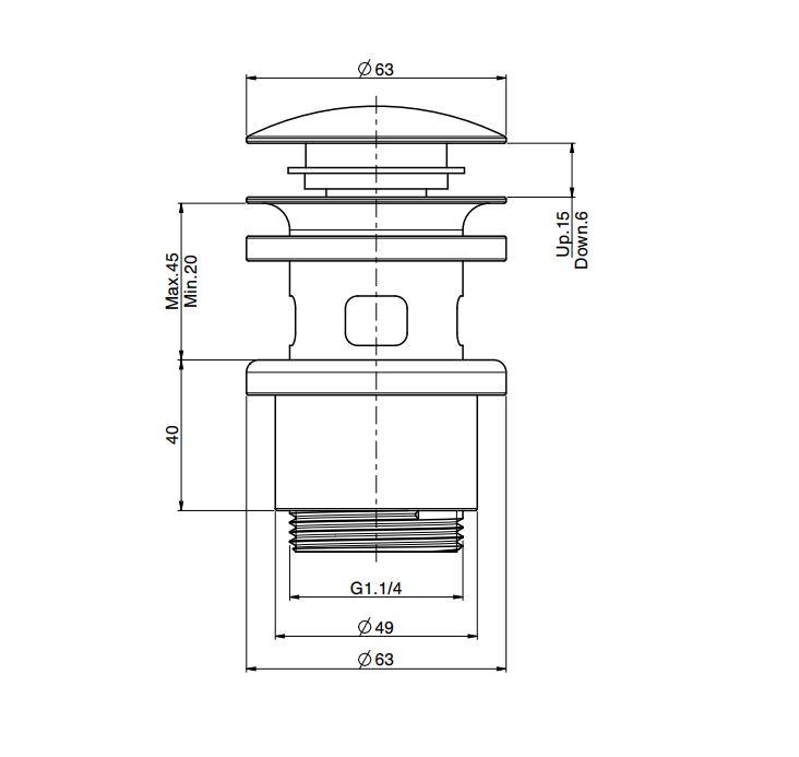 Донный клапан Fima Carlo Frattini Spillo Steel 1 1/4 Click Clack нержавеющая сталь F2955INOX