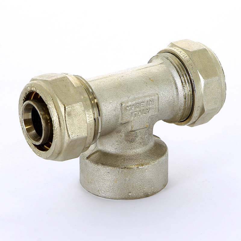 Тройник обжимной Tiemme никелированный 26х1х26 ВР 1600079