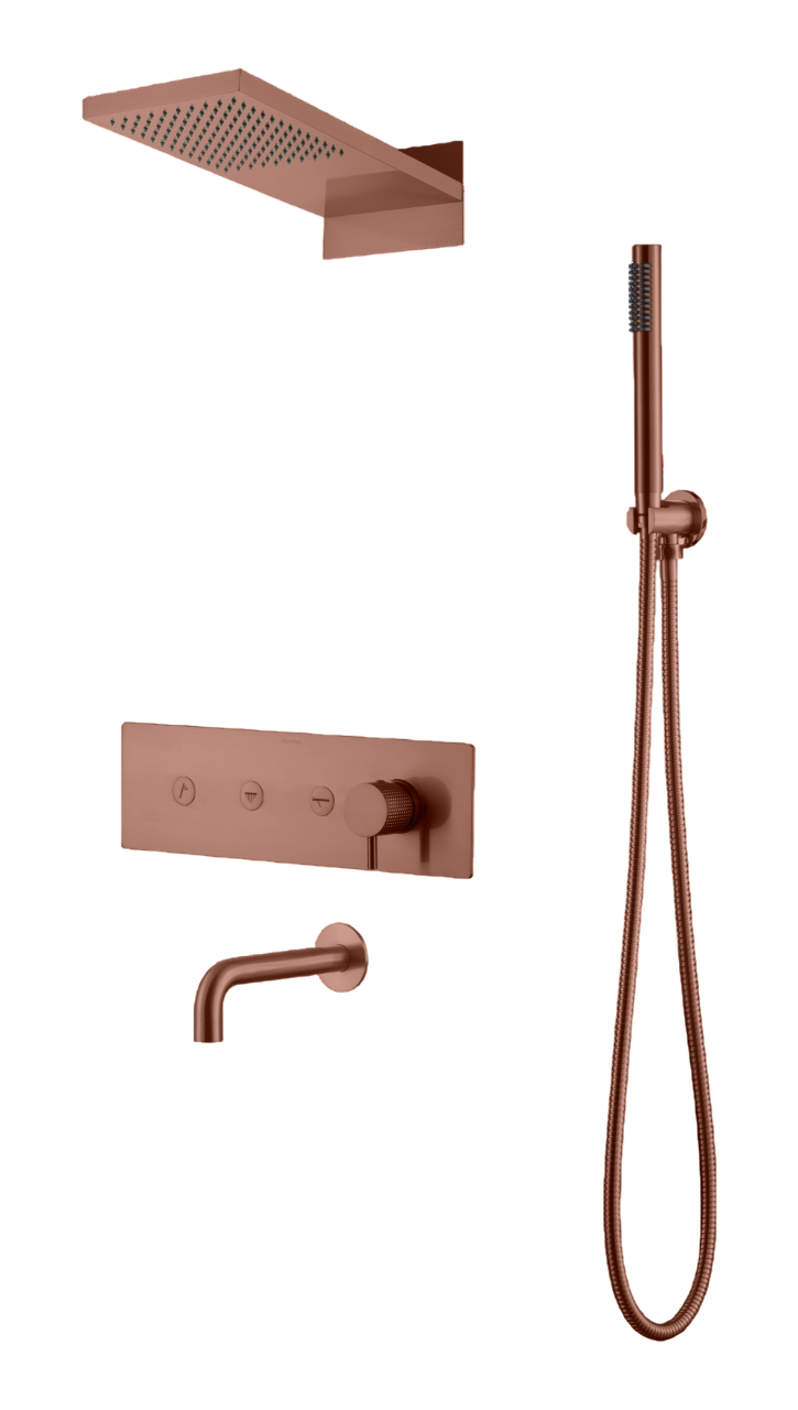 Душевой комплект встраиваемый Boheme Fusion смеситель излив верхний и ручной душ матовая бронза 130-2-BRB