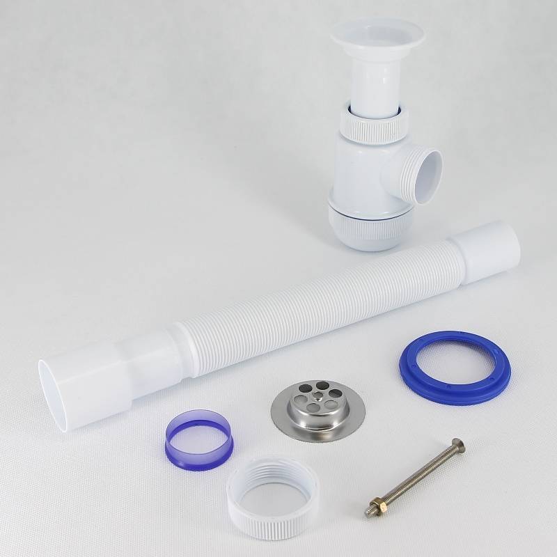 Сифон для раковины Wirquin Мини Элит 1 1/2 x 40 мм чашка 63 мм с гофротрубой 800 мм 30980678