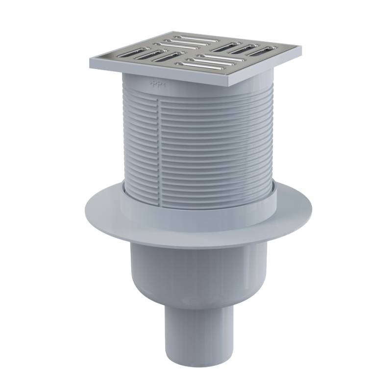 Трап для душа Alca 105х105 мм вертикальный выпуск 50 мм нержавеющая сталь APV2