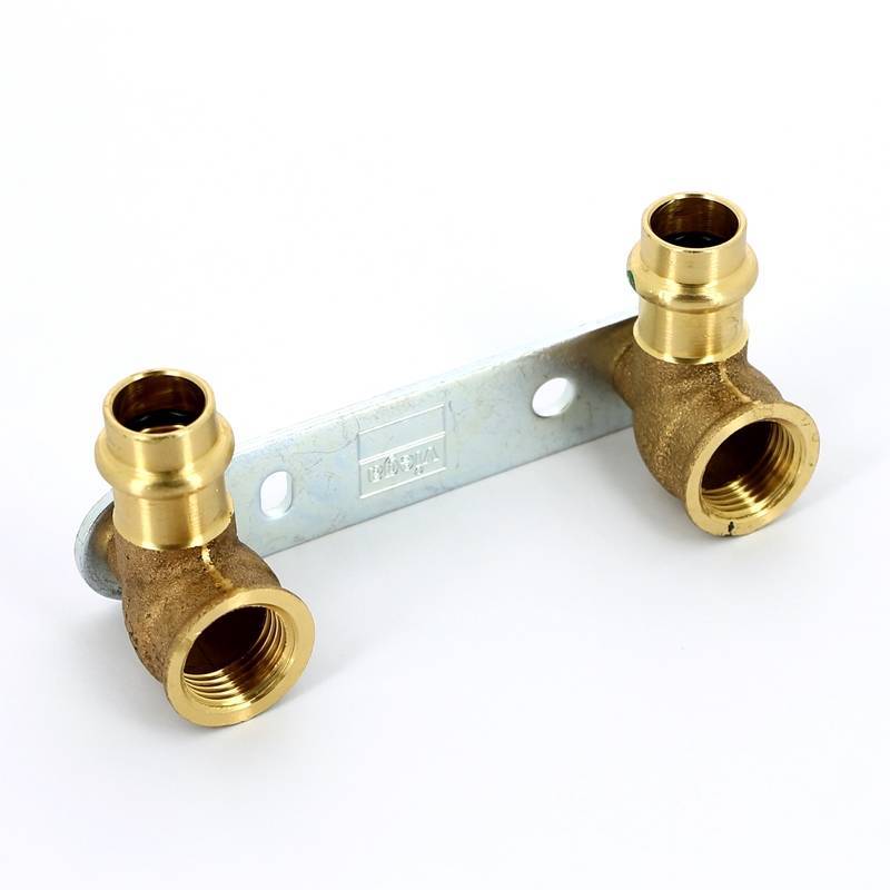 Водорозетка пресс двойная на планке Viega Sanpress 15х1/2 ВР межосевое расстояние 100 мм 308674