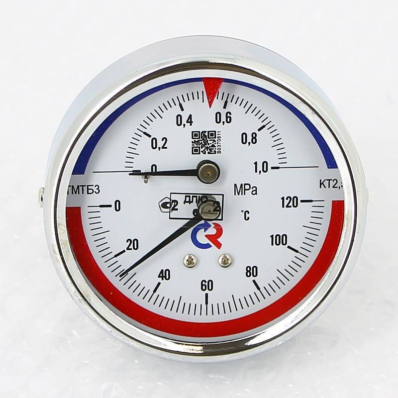 Термоманометр аксиальный Росма ТМТБ-31Т.1 80 мм 10 бар 120 °C G1/2 00000002292