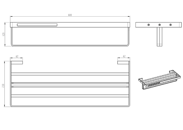 Полка для полотенец Boheme Q подвесная антрацит 10947-SGM