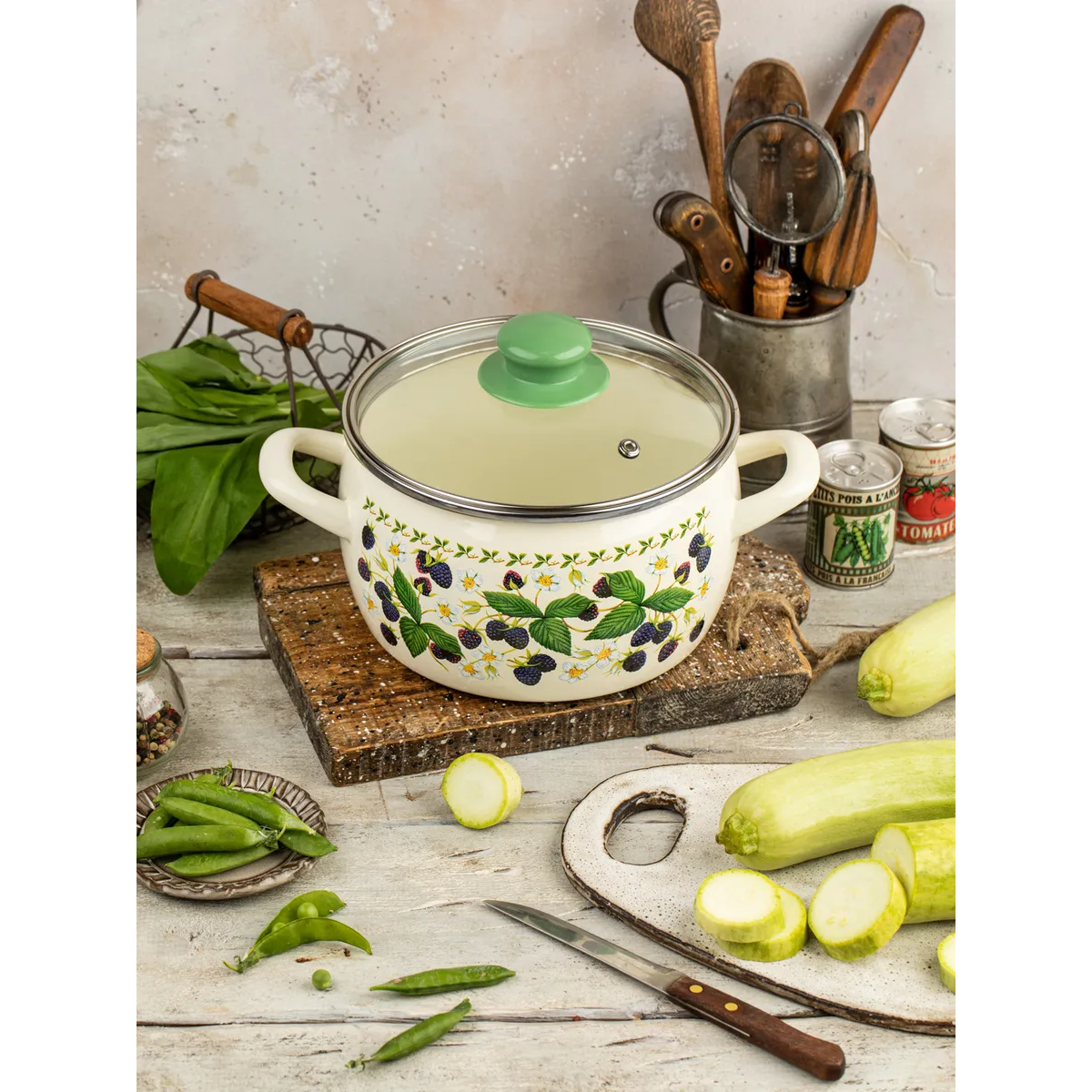 Кастрюля эмалированная Metrot Ежевика 3.3 л 7336