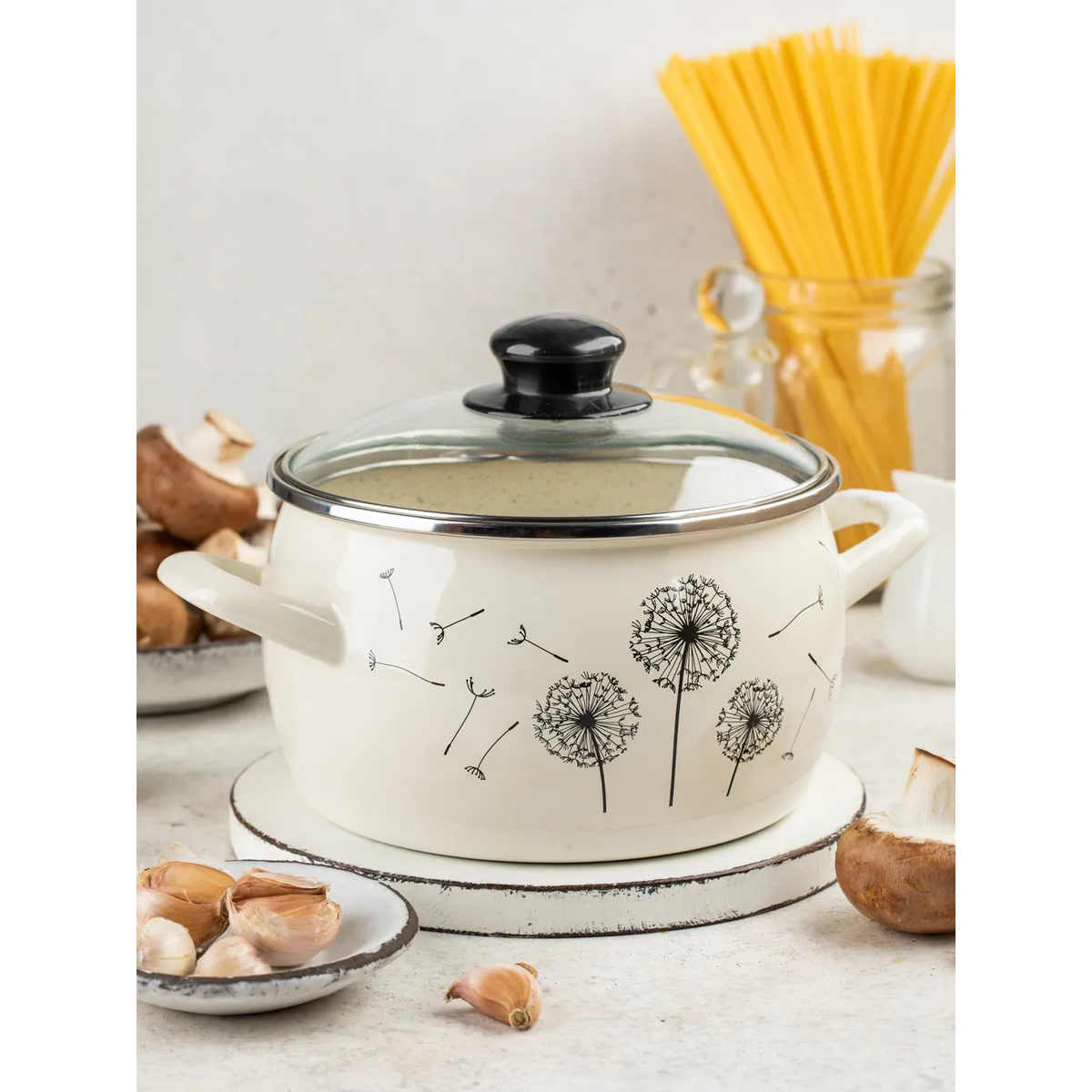 Кастрюля эмалированная Metrot Одуванчик 3.3 л 7273