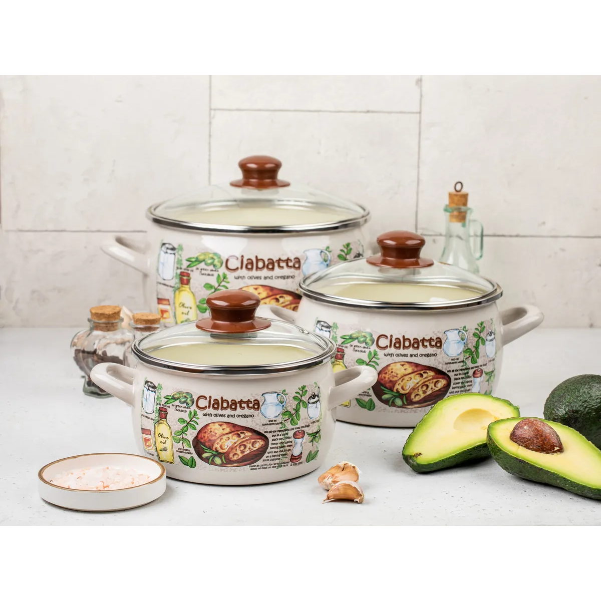 Набор кастрюль Metrot Чиабатта эмалированная сталь 6 предметов 178873