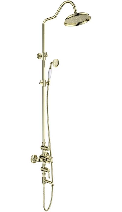 Душевая система Aquanet Классик AQ2543PG термостатическая с изливом 220 мм полированное золото AQ2543PG