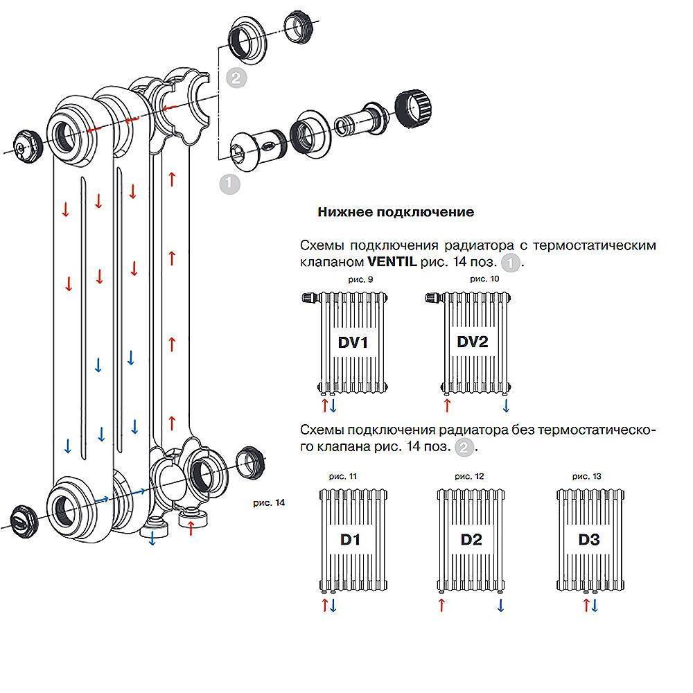 Радиатор стальной трубчатый RIFAR TUBOG 3057 8 секций нижнее подключение DV1 Титан 3057-08-DV1