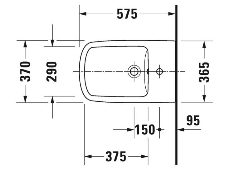 Биде напольное Duravit DuraStyle 370x575 мм с переливом белое 2284100000