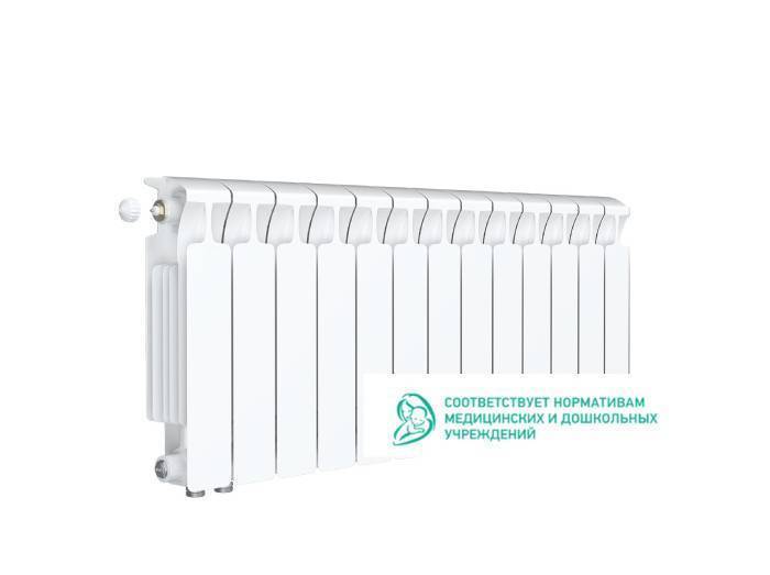 Радиатор биметаллический RIFAR Monolit Ventil 350 13 секций нижнее левое подключение белый R-MN-350-13-VL RAL 9016