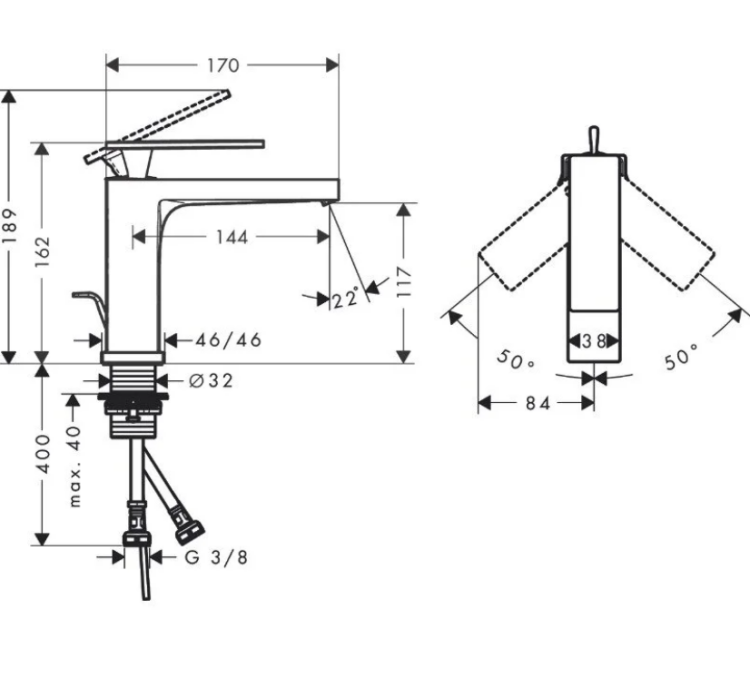 Смеситель для раковины Hansgrohe Tecturis E шлифованная бронза 73010140