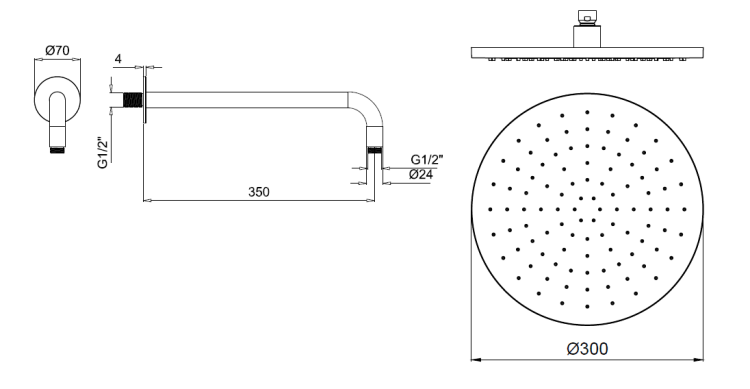 Душевой комплект Almar Shower KIT Ø 300 мм, черный матовый E162029MB