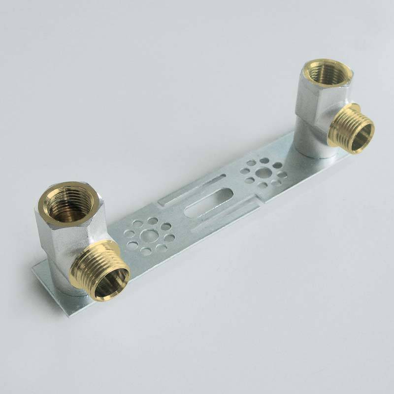 Корпус для водорозетки Tiemme двойной на планке 1/2x1/2 никелированный 1630047