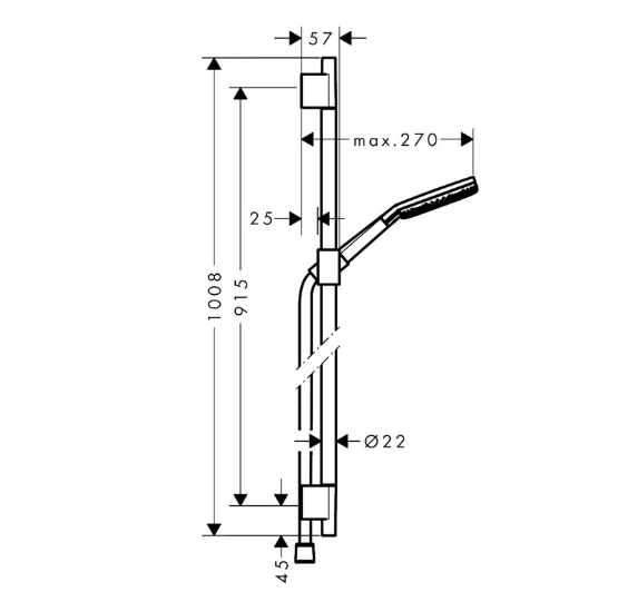 Душевой гарнитур Hansgrohe Raindance Alive Select S 125 штанга 1008 мм шлифованный черный хром 24603340
