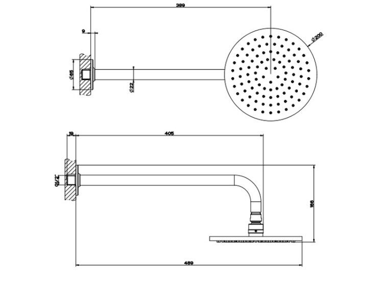Верхний душ Gessi Inciso 200x200 мм настенный цвет Black XL 58148299