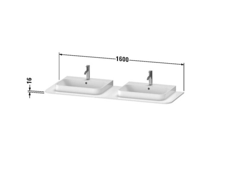 Столешница Duravit Happy D.2 Plus 1600x550x16 мм белый глянцевый HP032HB2222