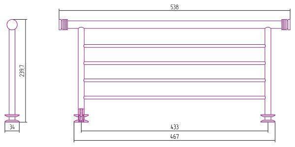 Полка для полотенцесушителя Сунержа прямая 4 перекладины 538x240 мм белый 12-2012-4470