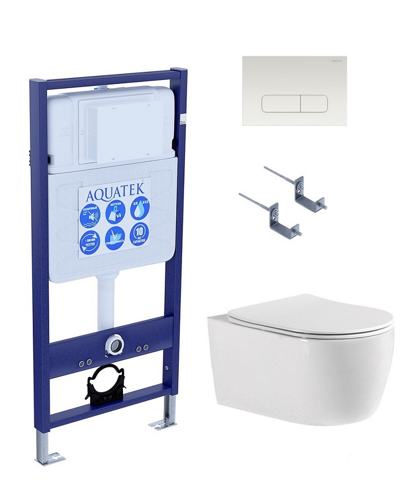 Комплект инсталляции с унитазом AQUATEK ЕВРОПА cmp013 (рама INS-0000012, клавиша KDI-0000013, унитаз AQ1106-00) ЕВРОПА cmp013