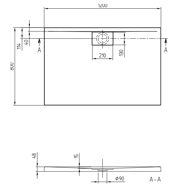 Душевой поддон Villeroy & Boch Architectura Metalrim 1200x800x48 мм белый UDA1280ARA248V01