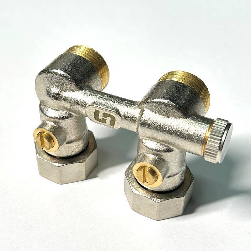 Узел радиаторный угловой Pettinaroli 191N 3/4 EK x 3/4 EK с байпасом 191N3301