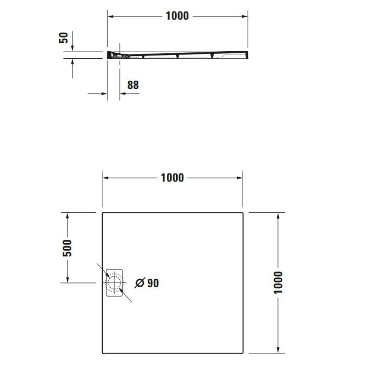 Душевой поддон Duravit Stonetto 1000x1000x50 мм антрацит 720167680000000