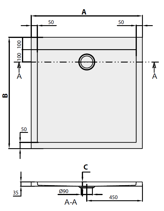 Душевой поддон Villeroy & Boch Subway 900x900x35 мм квадратный цвет альпийский белый UDA0935SUB1V-01