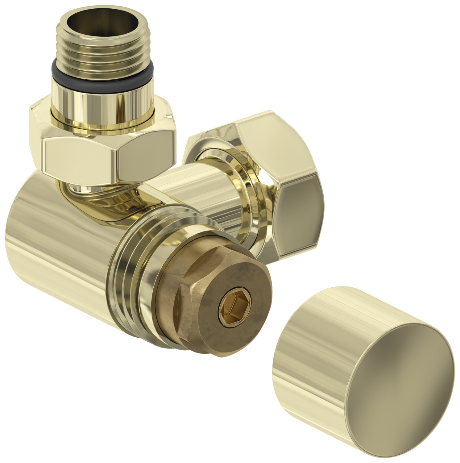 Вентиль регулировки температуры Сунержа 3D левый шестигранник НР G 1/2 - НГ G 3/4 шампань глянцевый 020-1406-1234