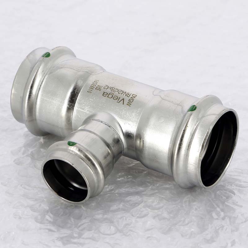 Тройник пресс Viega Sanpress Inox 42x28x42 мм нержавеющая сталь 436049