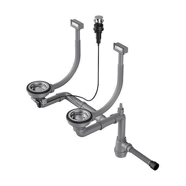 Арматура для двухчашевых моек Omoikiri WK-2-A-IN с прямоугольным переливом нержавеющая сталь 4956484