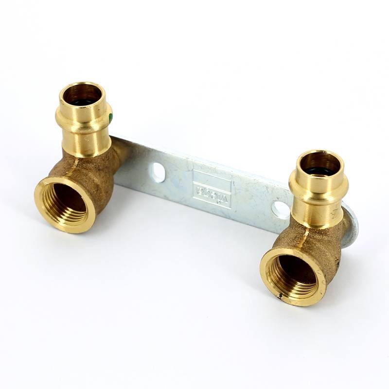 Водорозетка пресс двойная на планке Viega Sanpress 15х1/2 ВР межосевое расстояние 100 мм 308674