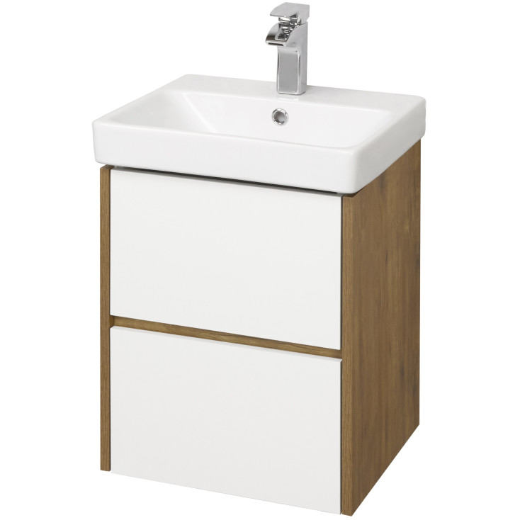 Комплект AQUATON Сканди 45 тумба Белый / Дуб Рустикальный, раковина Адриана 45 1A2516K0SDZ90
