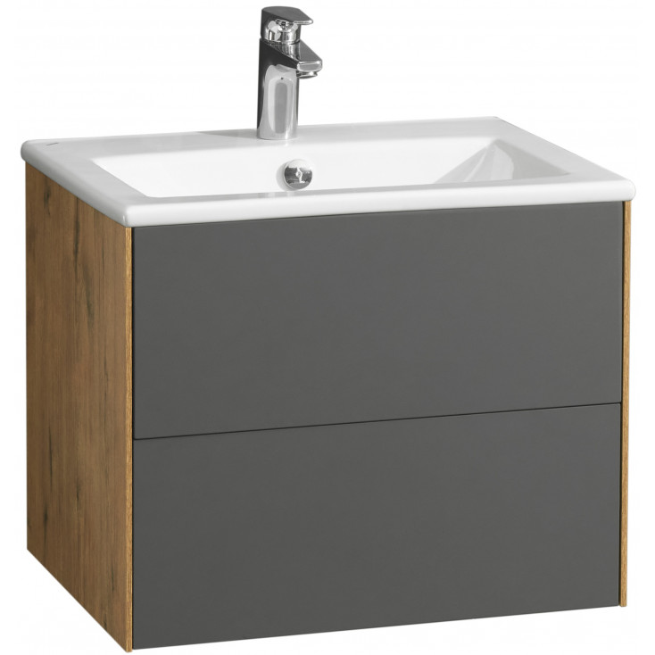 Комплект мебели для ванной Aquaton Сохо 60 Дуб Веллингтон с раковиной Элина 60 1A2580K1AJA00