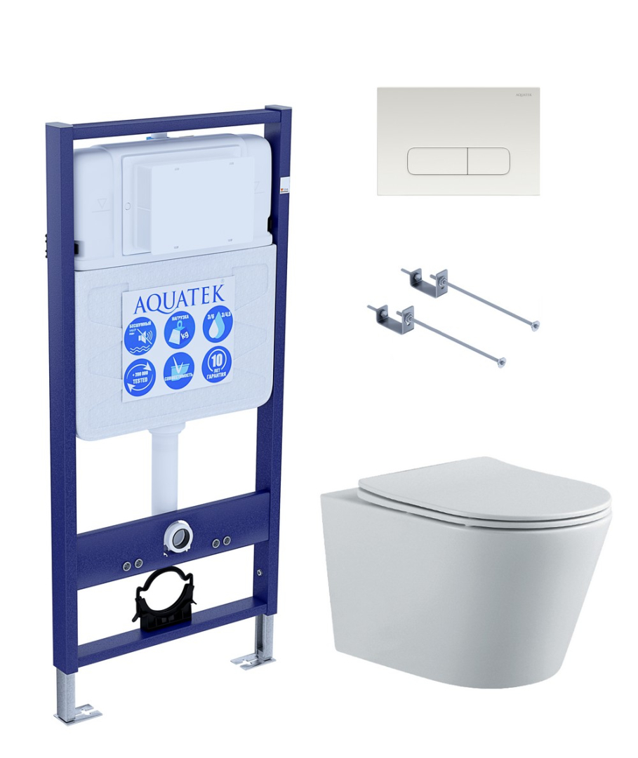 Комплект инсталляции AQUATEK ВЕГА-1905-013 рама INS-0000012 кнопка KDI-0000013 унитаз AQ1905-00 крепеж KKI-0000001