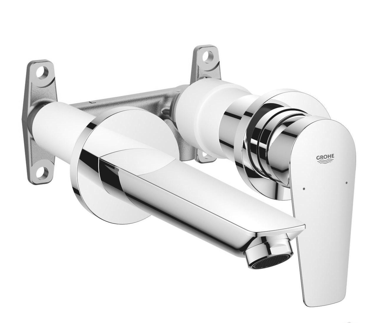 Смеситель для раковины Grohe BauEdge на 2 отверстия настенный хром 20474001