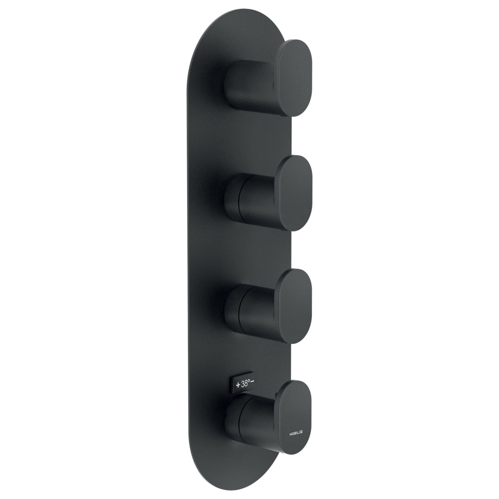 Смеситель для ванны термостатический UP 4 выхода внешняя часть матовый черный UP94104BM