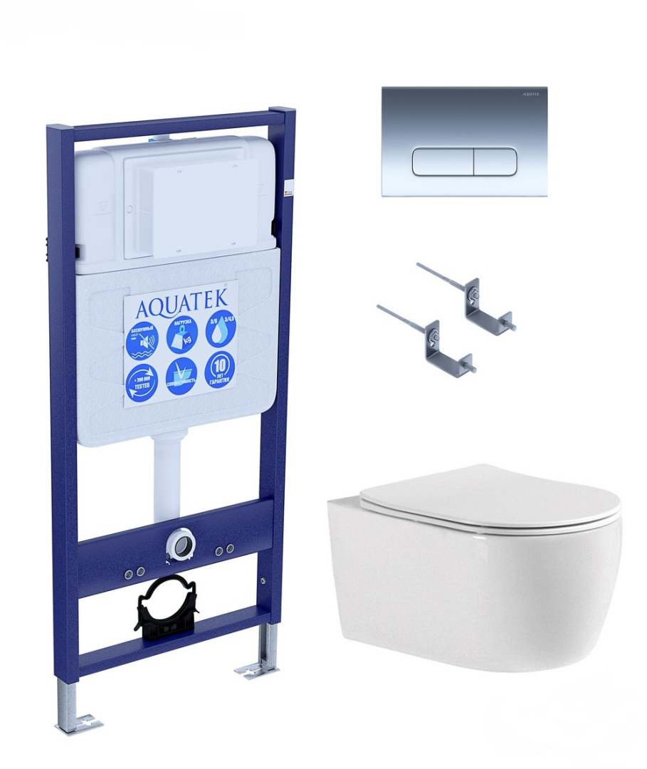 Комплект инсталляции с унитазом AQUATEK ЕВРОПА cmp016 (рама INS-0000012, клавиша KDI-0000016, унитаз AQ1106-00) ЕВРОПА cmp016