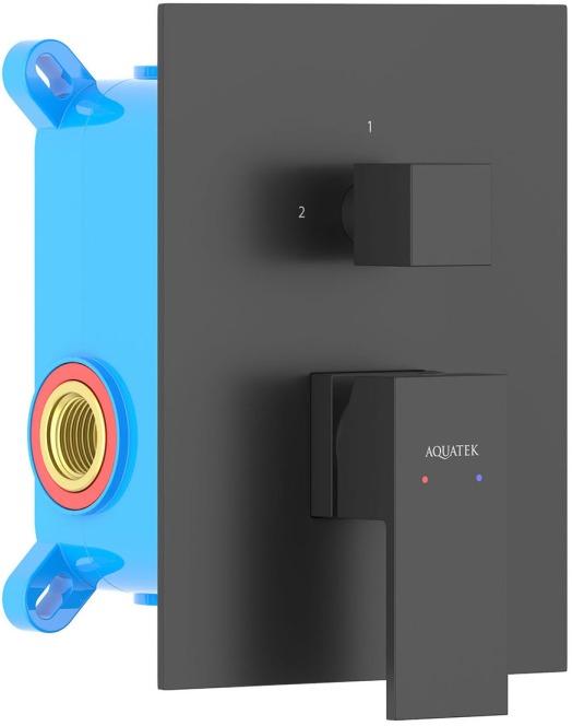 Смеситель для ванны Aquanet Libra встраиваемый 2 режима комплект черный матовый AQ1646MB